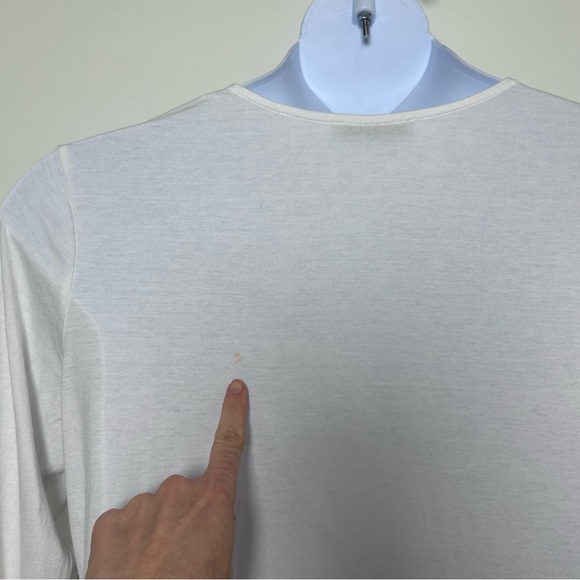 Anatomie white Henley top size large long sleeve stretch travel pockets STAIN - Picture 6 of 7